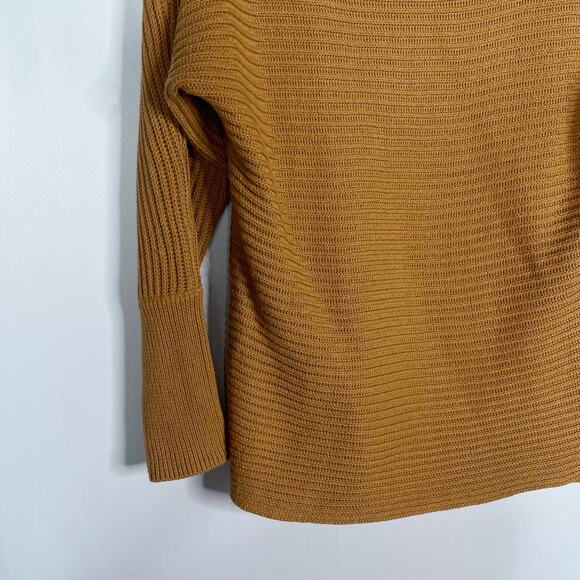 Rachel Zoe Medium M Brown Orange Ribbed Scoop Neck Sweater Long Sleeve Cotton - Picture 3 of 7